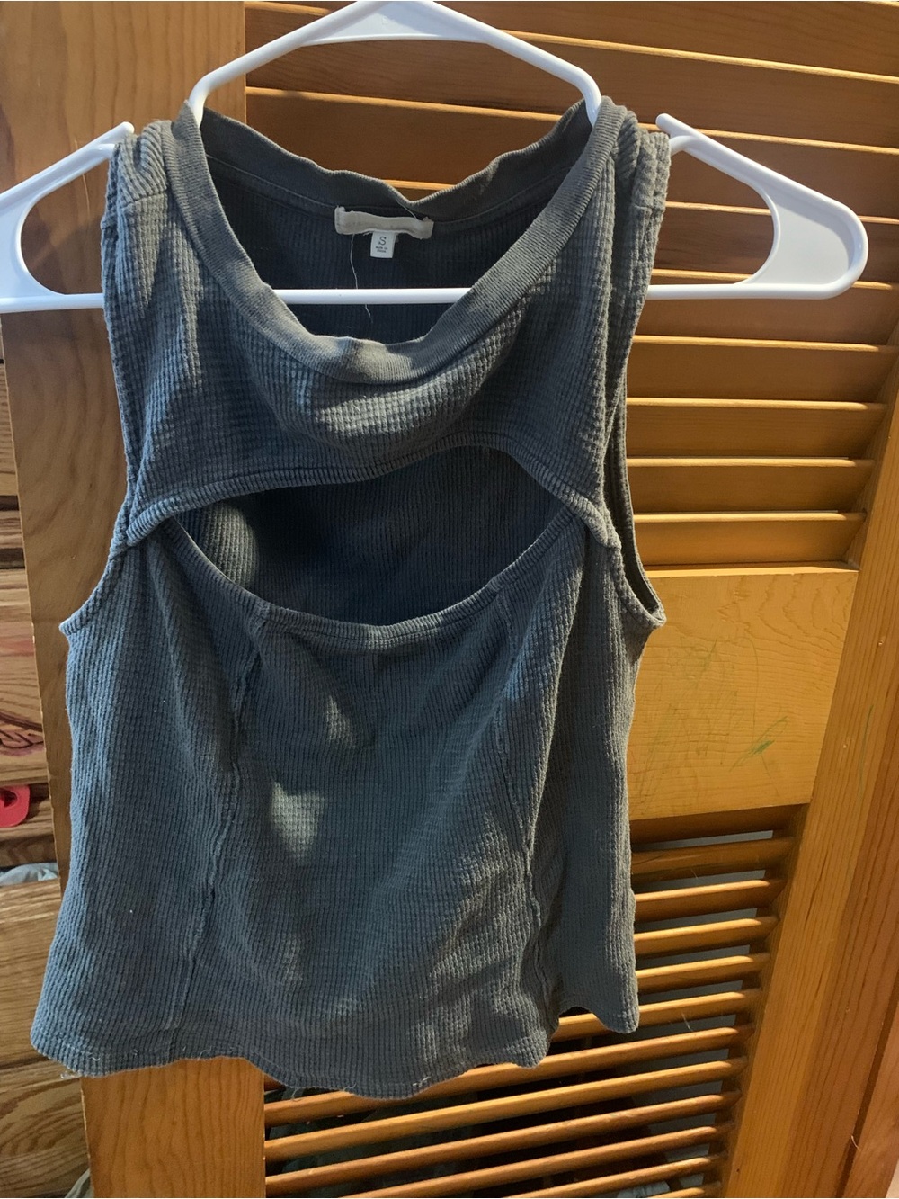 Gilded Intent Charcoal Gray Ribbed Cutout Tank